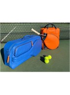 Grain Leather Blue 6 Racket Tennis Bag