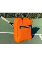 Orange Genuine Leather Tennis Bag