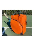 Orange Genuine Leather Tennis Bag