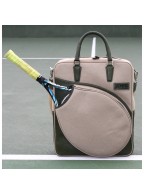 Gray Pink Leather Tennis Bag