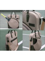 Gray Pink Leather Tennis Bag