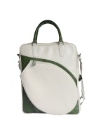 White Green Leather Tote Tennis Bag