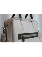 White Green Leather Tote Tennis Bag